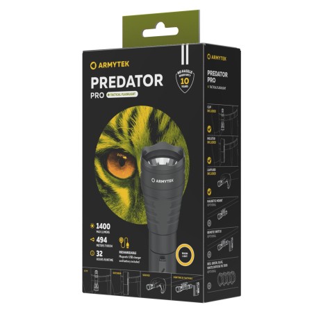 Latarka taktyczna ARMYTEK Predator Pro światło Ciepłe - 1400lm