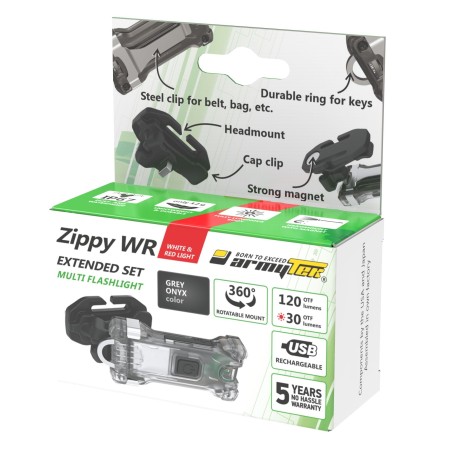 Latarka ARMYTEK Zippy WR Extended Set Grey światło Białe i Czerwone - 120lm