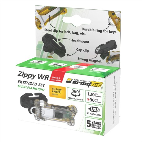 Latarka ARMYTEK Zippy WR Extended Set Yellow światło Białe i Czerwone - 120lm
