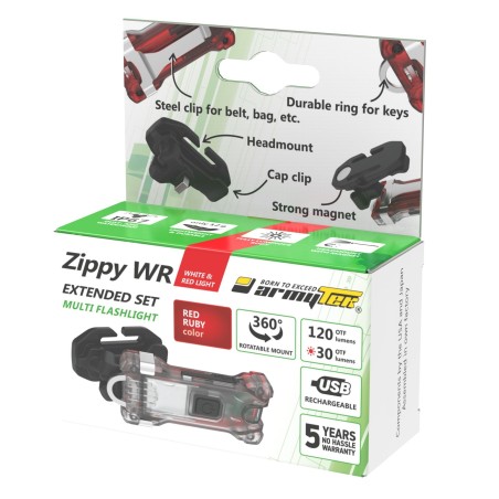 Latarka ARMYTEK Zippy WR Extended Set Red światło Białe i Czerwone - 120lm