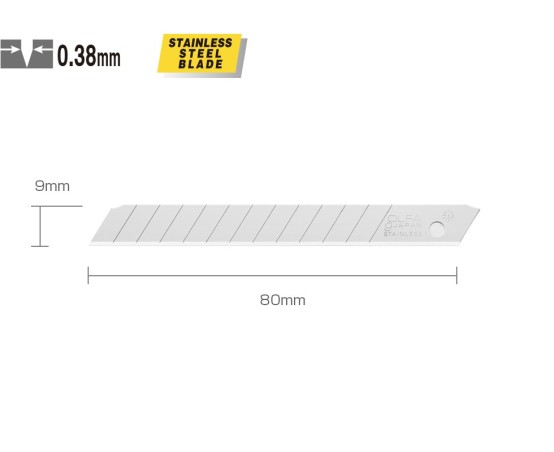 Ostrza segmentowe nierdzewne 9mm OLFA AB-10S - 10szt