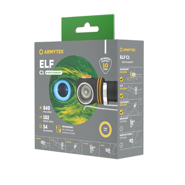 Latarka ARMYTEK Elf C1 światło Ciepłe - 1000lm