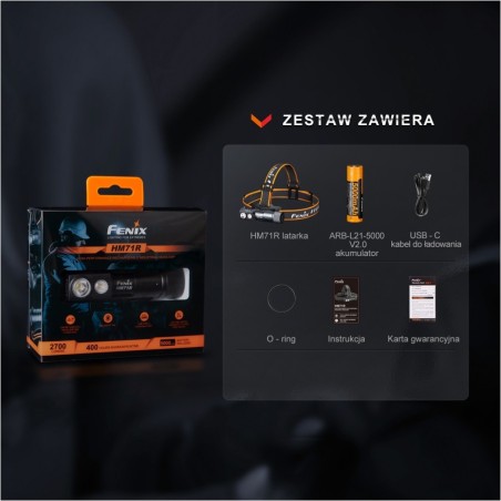 Latarka diodowa czołowa FENIX HM71R - 2700lm