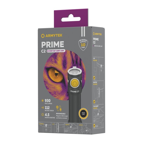 Latarka ARMYTEK Prime C2 Magnet USB Ciepły - 930lm