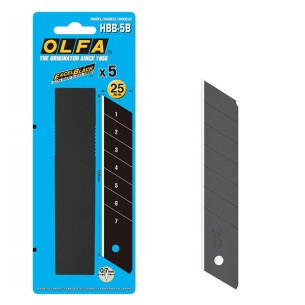 Ostrza segmentowe czarne 25mm OLFA HBB-5B - 5szt